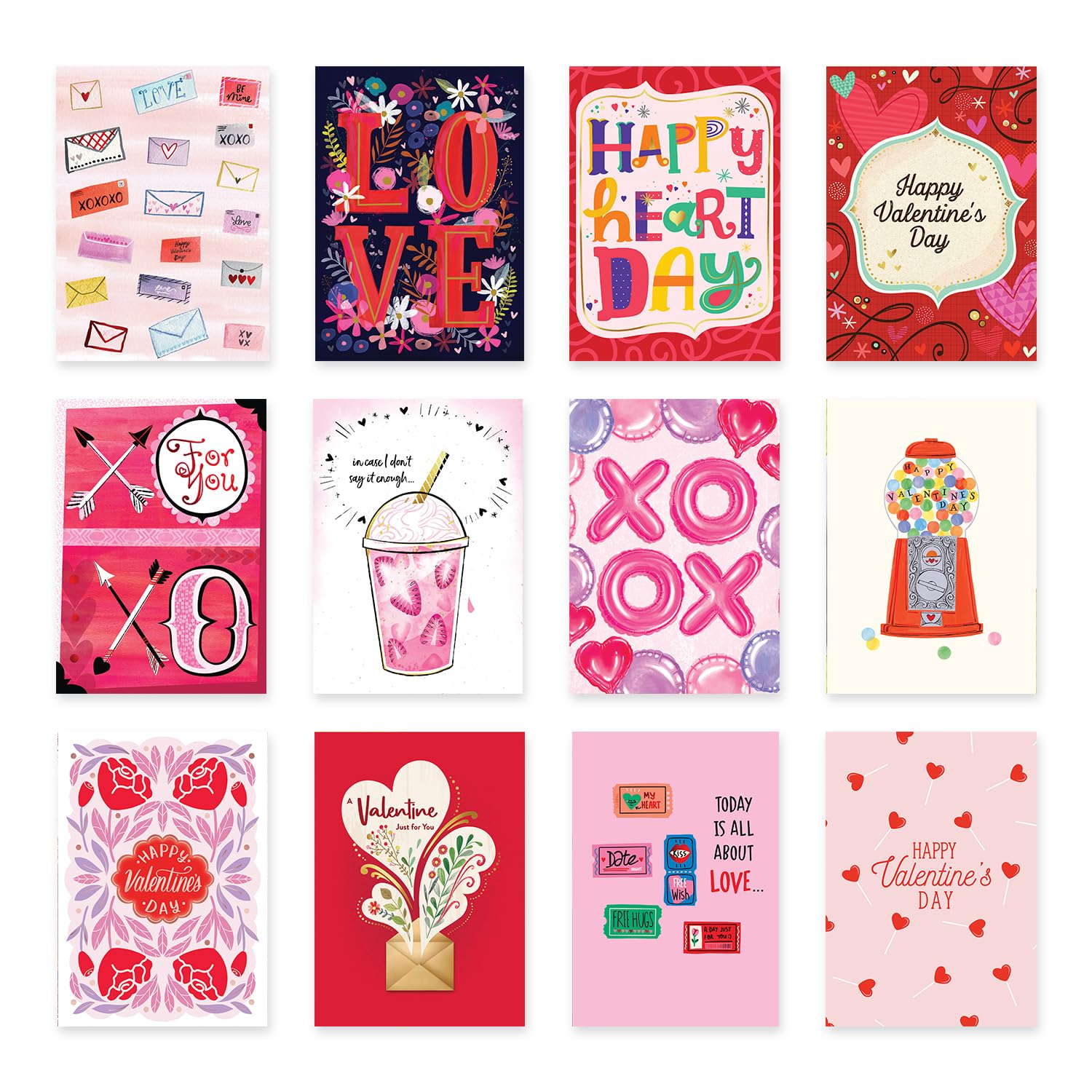 12 Pk Valentine’S Day Greeting Card Assortment With Envelopes, All About Love – 12 Designs With Verses Suitable For Most Ages And Celebrations