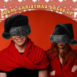 2 Pack Black Santa Hat - Soft Plush Xmas Hat For Black Christmas Theme New Year Festive Holiday Party Supplies