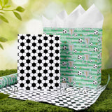 Reversible Soccer Wrapping Paper For Kids Boys - 17 Inch X 33 Ft - Goal & Trophies Design Sports Gift Wrap Paper For Teens Birthday Party Holiday Soccer Fans