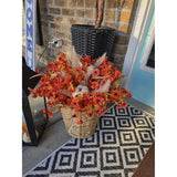 Faux Flower Daisy With Eucalyptus Leaves Fake Plants Greenery Boxwood Outdoor Indoor Garden Home Decoration Porch Patio (F-Orange)