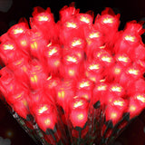 24 Pcs Rose Flower Lights Red Artificial Valentine'S Day Glowing Light Up Rose Single Stem Realistic Faux Silk Flower Bouquet For Valentine Wedding Birthday Bridal Shower Decor