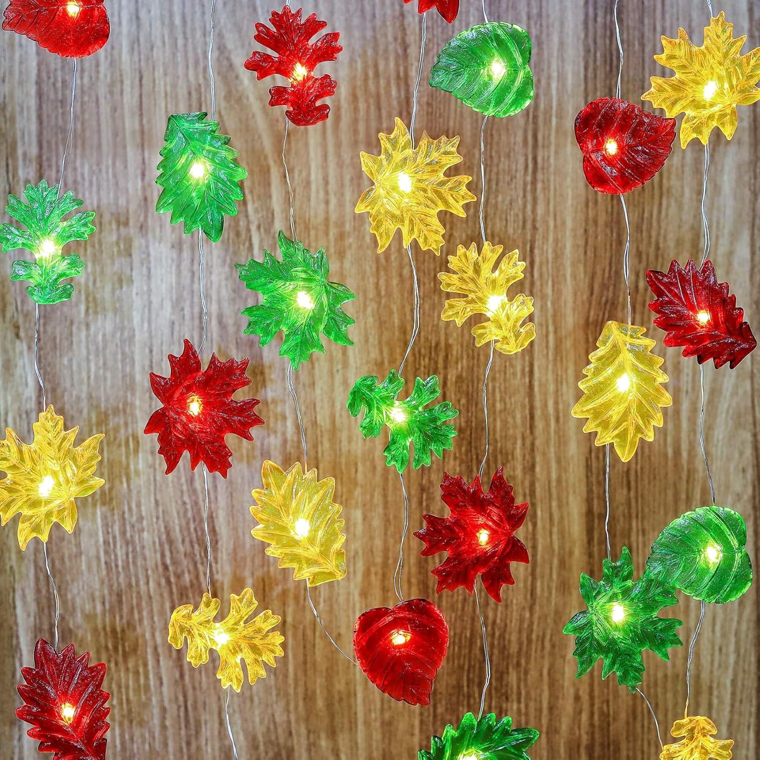 Fall Leaf String Lights Maple Oak Leaf Garland Decorative Harvest Fairy Lights Plug In Or Battery Operated String Lights