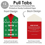 Big Dot of Happiness Ugly Sweater - Holiday and Christmas Party Game Pickle Cards - Truth, Dare, Share Pull Tabs - Set of 12