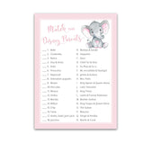 Girl Baby Shower Game — Cartoon Parent Match Baby Shower Game — Pack Of 25 — Pink Elephant Match Famous Cartoon Parents Fun Shower Activity, Star Kids Match Game Little Peanut Couples Shower G500-Dpm