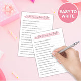 Minimalism Birthday Party Game Cards - Who Knows Her Best - 20 Blush Double-Sided Fill In Style Birthday Party Game Cards For Girls, Party Favor & Activities - A01