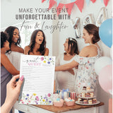 Wildflower Baby Shower Games, Floral Garden Boho Baby Shower Party Activities For 25 Guests, Guest Quest, Who Knows Mommy Best, What Did Dad Say & Over Or Under