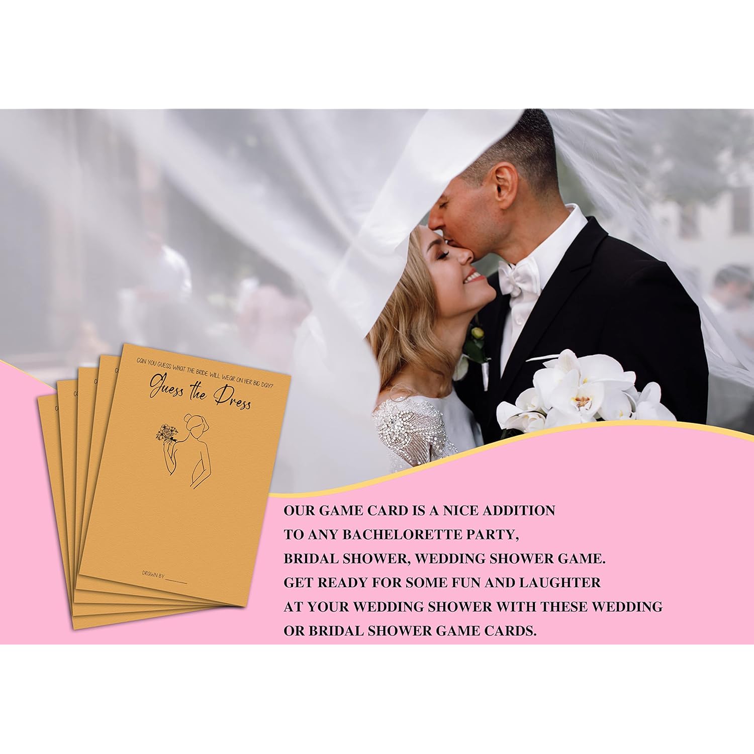 Bridal Shower Game - Find The Dress Cards Games - Unique Wedding Shower Games Ideas - Fun Wedding Party Favor Decor - Engagement/Bachelorette Party Supplies & Activities - 30 Game Cards(D03)