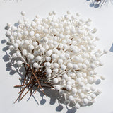 32 Pack Glitter Christmas Picks 6.5 Inch Christmas Berry Stems White Artificial Berry Stems For Holiday Xmas Tree Home Decorations