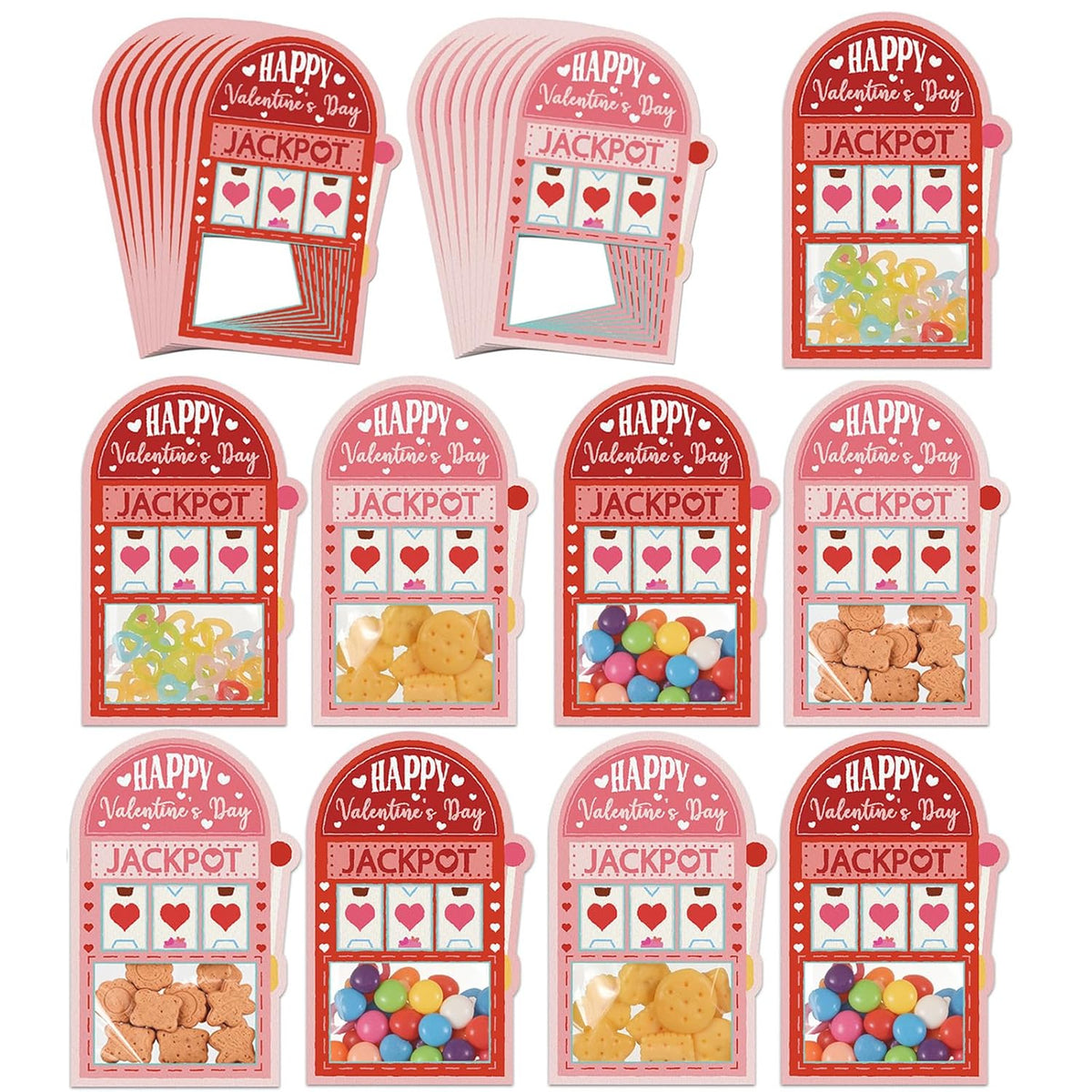 50 Pack Valentines Day Cards For School Funny Class Exchange Cards Bulk With Clear Treat Bags And Self Adhesive Tape Happy Valentines Party Favor For School Classroom Classmates Parents Teachers Gifts