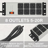 Heavy Duty Metal Surge Protector Power Strip 8 Outlets 12AWG 6FT Extension Cord 2 Pack Grey