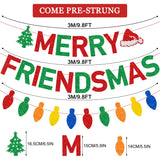 Red Green Glitter Merry Friendsmas Banner And Colorful Light Bulb Banner Friends Christmas Dinner Party Garland Banner Friendsmas Merry Christmas Holiday Party Fireplace Decorations