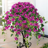 Artificial Hanging Flowers Plants Basket For Outdoor Decoration,4 Pcs Faux Silk Bougainvillea Vine Flowers Look Real Uv Resistant For Outside Porch Patio Yard Garden Decor (Purple)