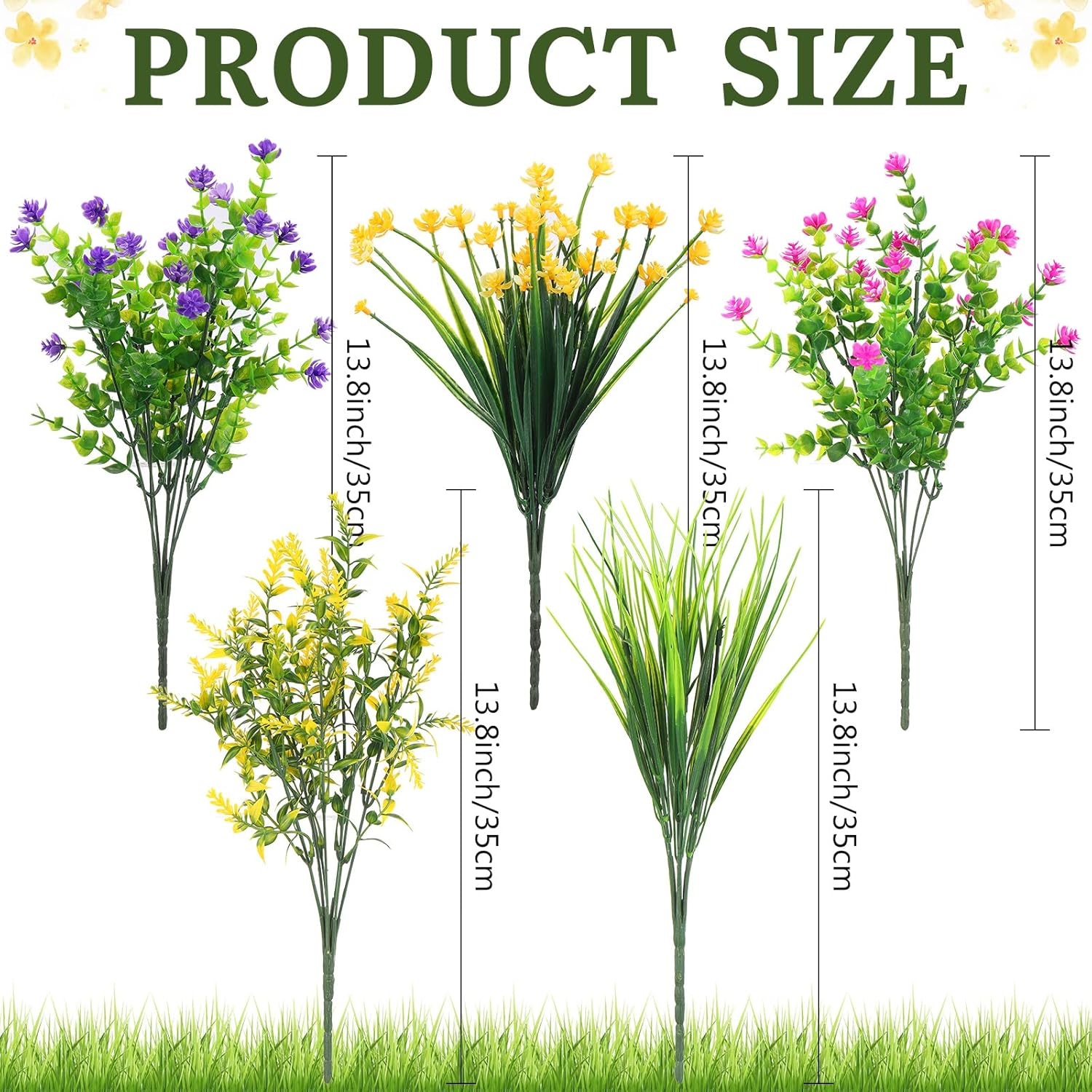 36 Bundles Artificial Flowers For Outdoors Uv Resistant Fake Spring Plastic Flowers Faux Shrubs Plants For Spring Summer Indoor Outside Garden Porch Patio Window Box Party Decoration (Elegant)