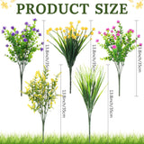 36 Bundles Artificial Flowers For Outdoors Uv Resistant Fake Spring Plastic Flowers Faux Shrubs Plants For Spring Summer Indoor Outside Garden Porch Patio Window Box Party Decoration (Elegant)