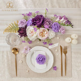 Artificial Flowers Purple & White Flower Combo For Diy Wedding Bouquets Table Centerpieces Arrangements Party Baby Shower Home Decorations