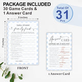 Family Feud Baby Shower Game Cards, Fun Games For Boy Or Girl, Gender Neutral Modern Minimal Design, Party Activities, 30 Game Cards + 1 Answer Card 5X7 Inches (Blue) - A06