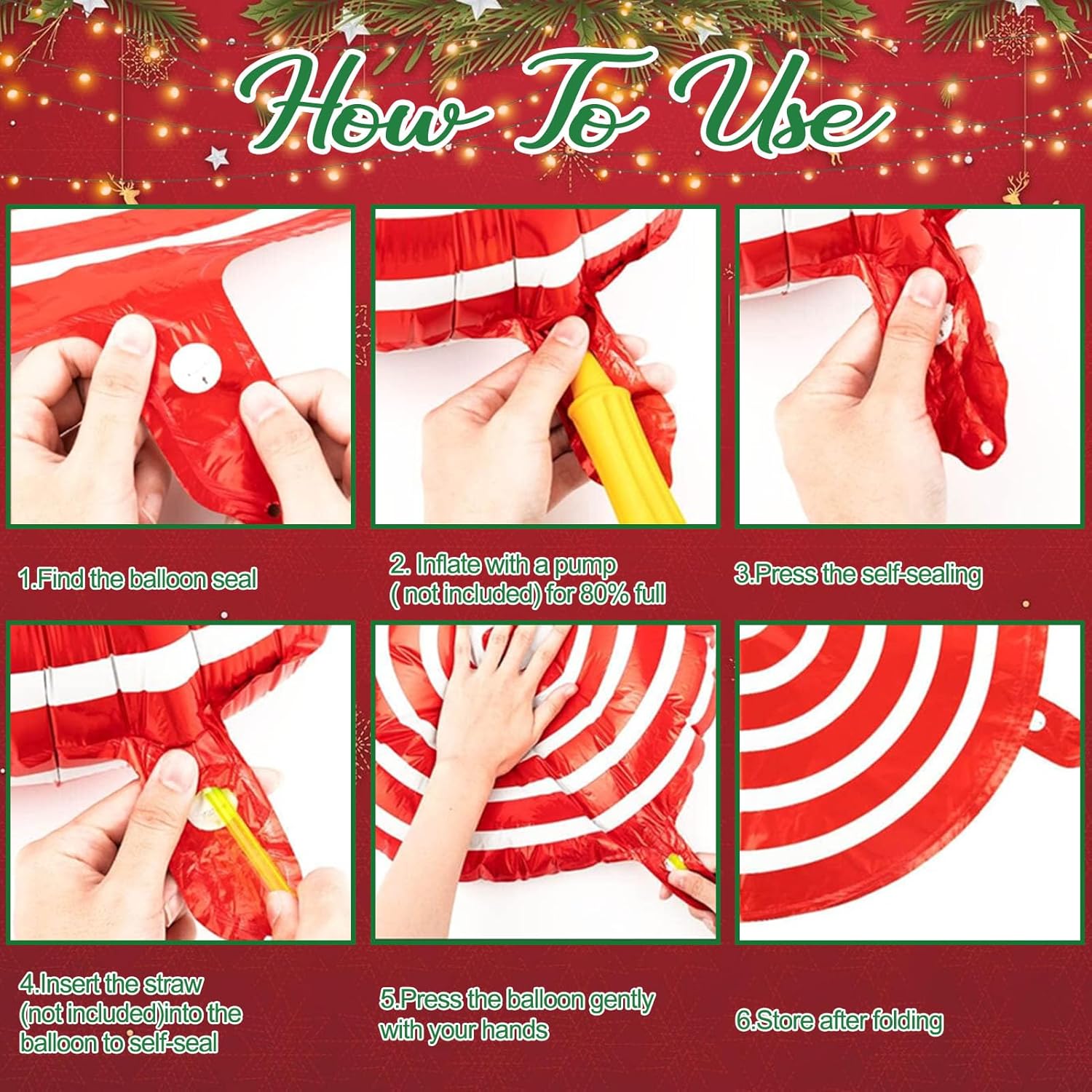 Christmas Balloon Garland Arch Kit - 150 Pack Set With Red, Green, White & Candy Cane Balloons For Party Decorations