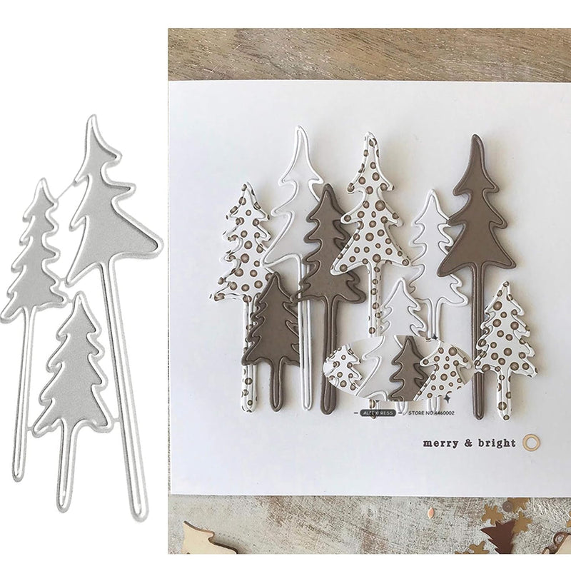 3Pcs Tree Metal Die Cuts,Christmas Tree Cedar Deer Cutting Dies Cut St