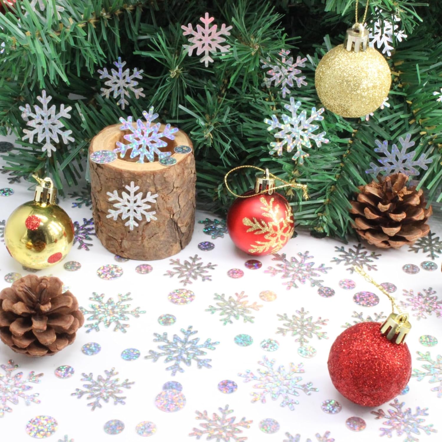 Snowflake Confetti - 300 Pcs Glitter Christmas Confetti For Winter Wonderland Party Decorations, Holographic Snow For Winter Wonderland Baby Shower Decorations