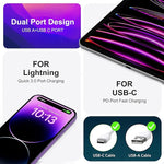 30W USB C Fast Charger, 3-Pack Dual Port PD+QC Adapter for iPhone & Samsung