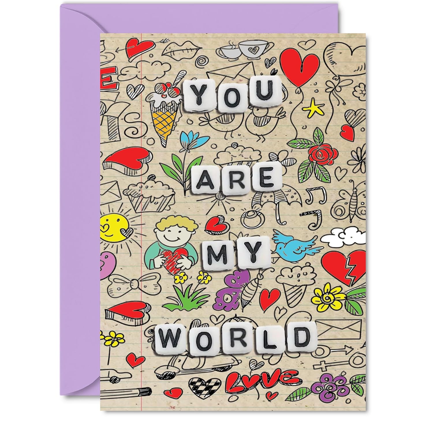 Sweet & Romantic Anniversary Love Card For Partners - Doodle Love - Cute Letter For Husband/Wife, Boyfriend/Girlfriend - Anniversaries, Valentine'S, Or Just Because - A5 W/Envelope