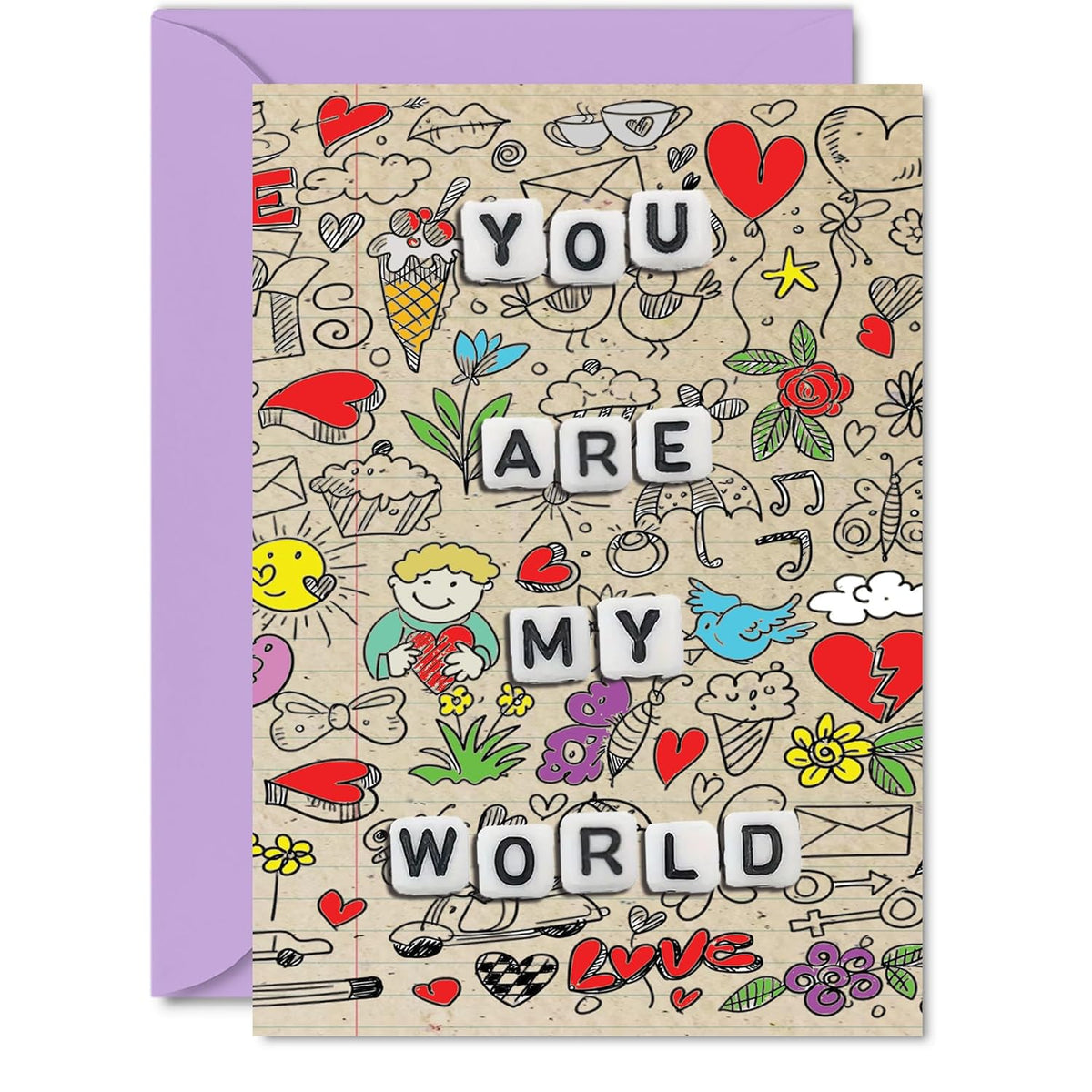 Sweet & Romantic Anniversary Love Card For Partners - Doodle Love - Cute Letter For Husband/Wife, Boyfriend/Girlfriend - Anniversaries, Valentine'S, Or Just Because - A5 W/Envelope