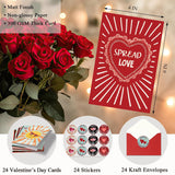 Funny 24 Pack Valentines Day Cards With Envelopes & Stickers, 8 Cute Designs Valentine Cards For Kids Classmate Friend Lovers Family, Love Notes For Boys Girls, 4 X 6 Inch