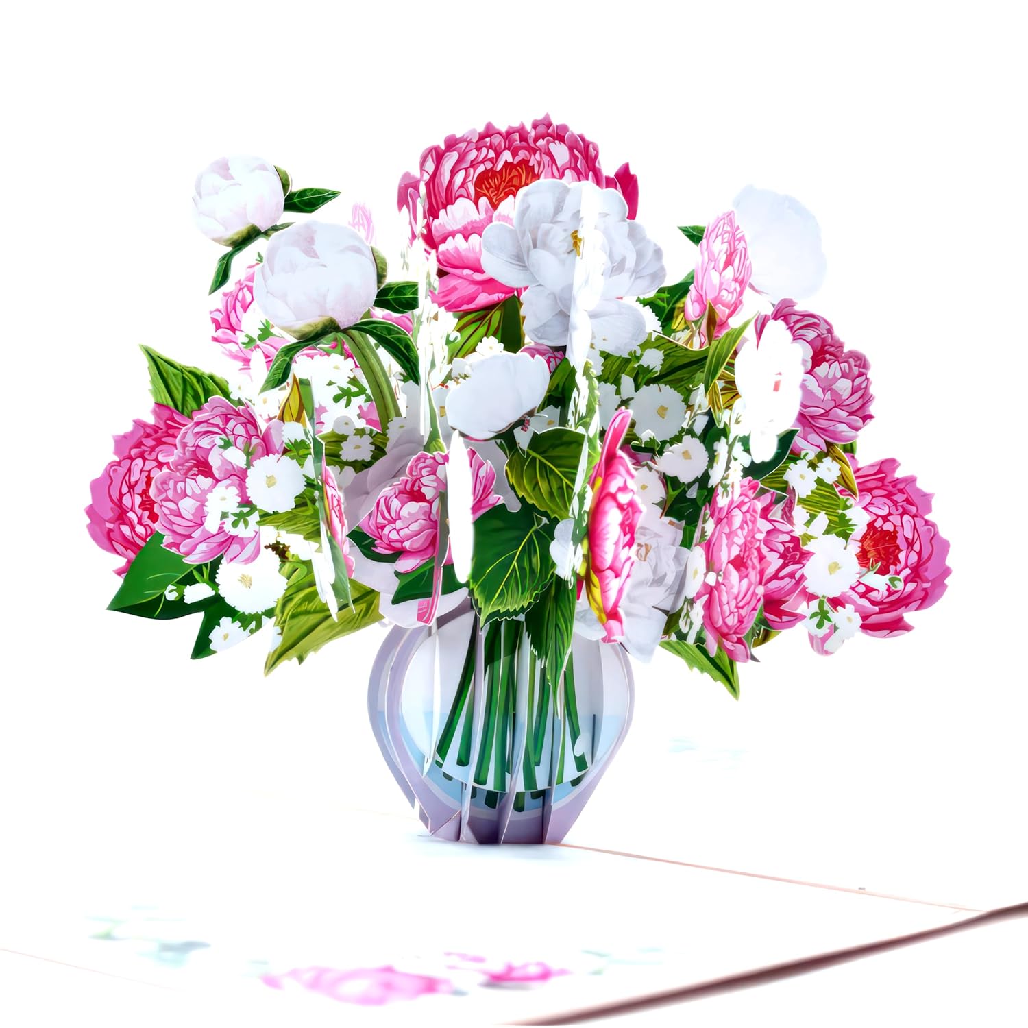 Pink Peony Flower Bouquet Pop Up Card, 3D Blooming Love Greeting Card For Spring Birthday, Mothers Day, Valentines Day, Anniversary, Congratulations, Thinking Of You, All Occasions By