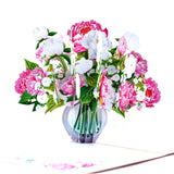 Pink Peony Flower Bouquet Pop Up Card, 3D Blooming Love Greeting Card For Spring Birthday, Mothers Day, Valentines Day, Anniversary, Congratulations, Thinking Of You, All Occasions By