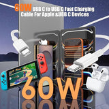 3 Pack 60W USB C to USB C Fast Charging Cable Set 3.3FT 6.6FT 10FT for iPhone 17 16 15 MacBook iPad Samsung