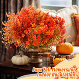 60 Bundle Fall Artificial Flowers Outdoor Uv Resistant Autumn Orange Fake Plants Flowers Faux Plastic Greenery Decoration Shrub For Wedding Window Box Home Porch Fireplace Thanksgiving