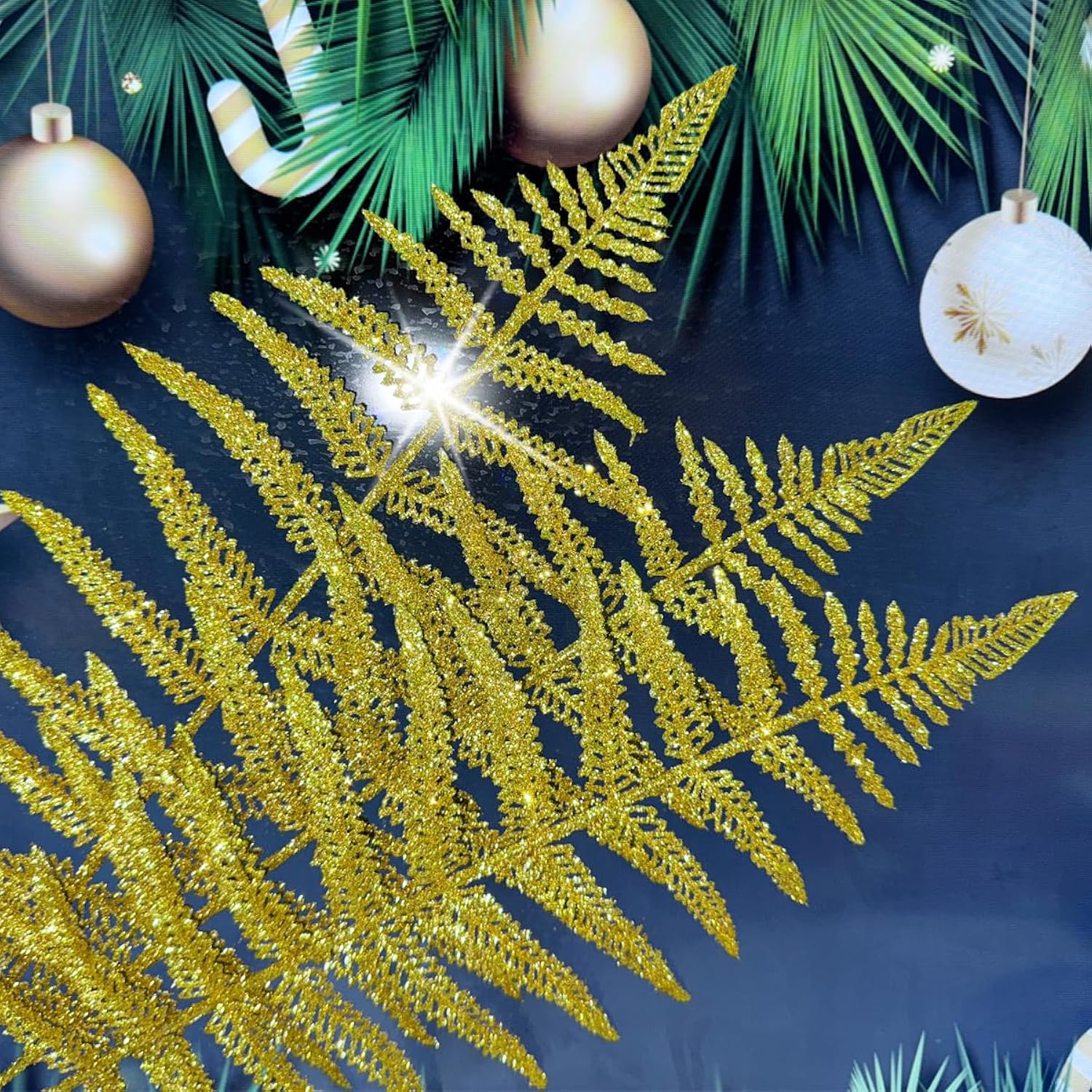 10Pcs Artificial Gold Leaf Fake Leaves Glittering Gold Flowers Fake Foliage Gold Ornaments For Christmas Tree Christmas Picks Gold Decor Wreath Decorations(Gold)