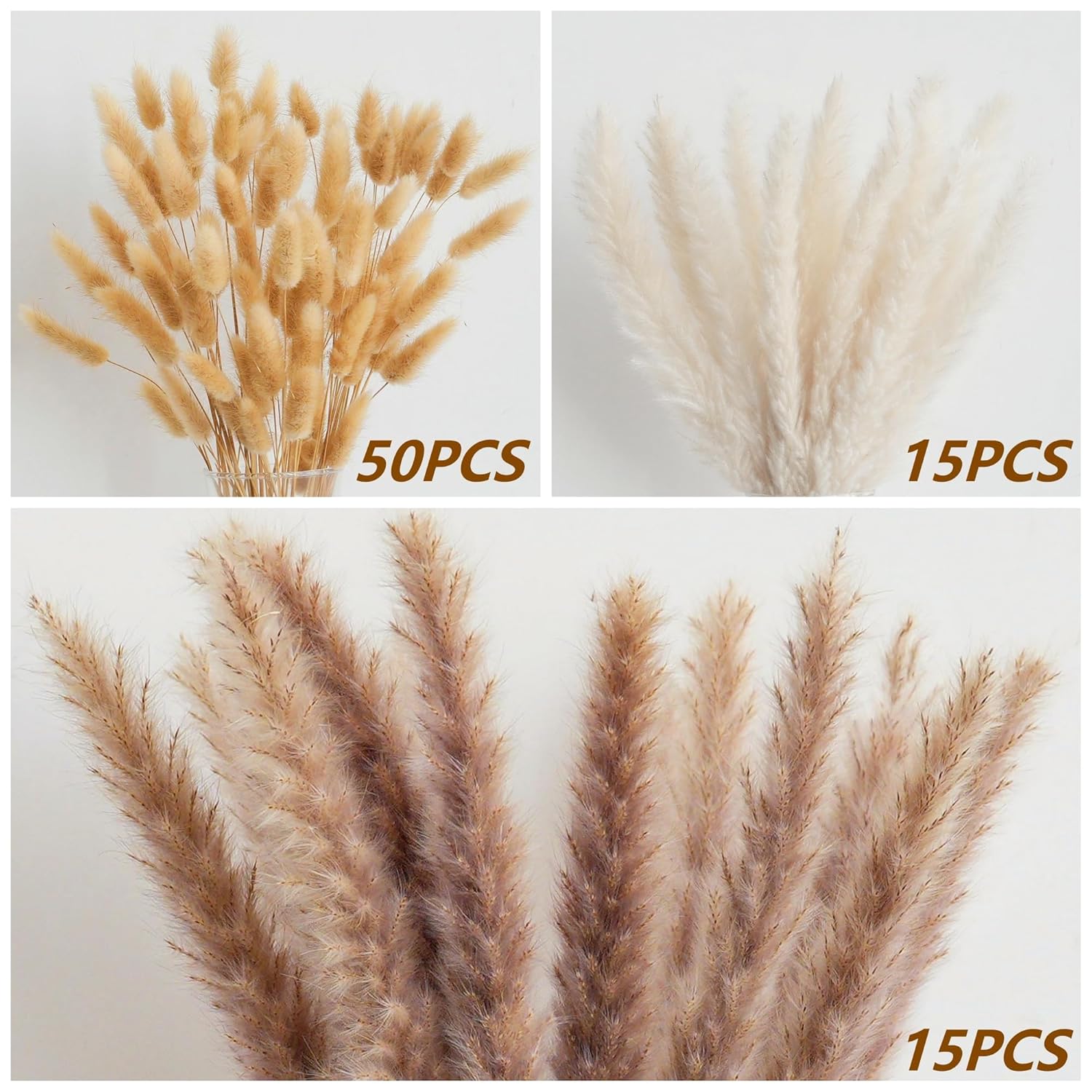 180Pcs Dried Wheat Bundle With Pampas Grass & Bunny Tails – Natural Dried Flower Bouquet For Vase, Fall Centerpieces, Wheat Straw & Wheat Grass Decor For Rustic, Boho, Floral & Nature Room Decor