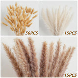 180Pcs Dried Wheat Bundle With Pampas Grass & Bunny Tails – Natural Dried Flower Bouquet For Vase, Fall Centerpieces, Wheat Straw & Wheat Grass Decor For Rustic, Boho, Floral & Nature Room Decor