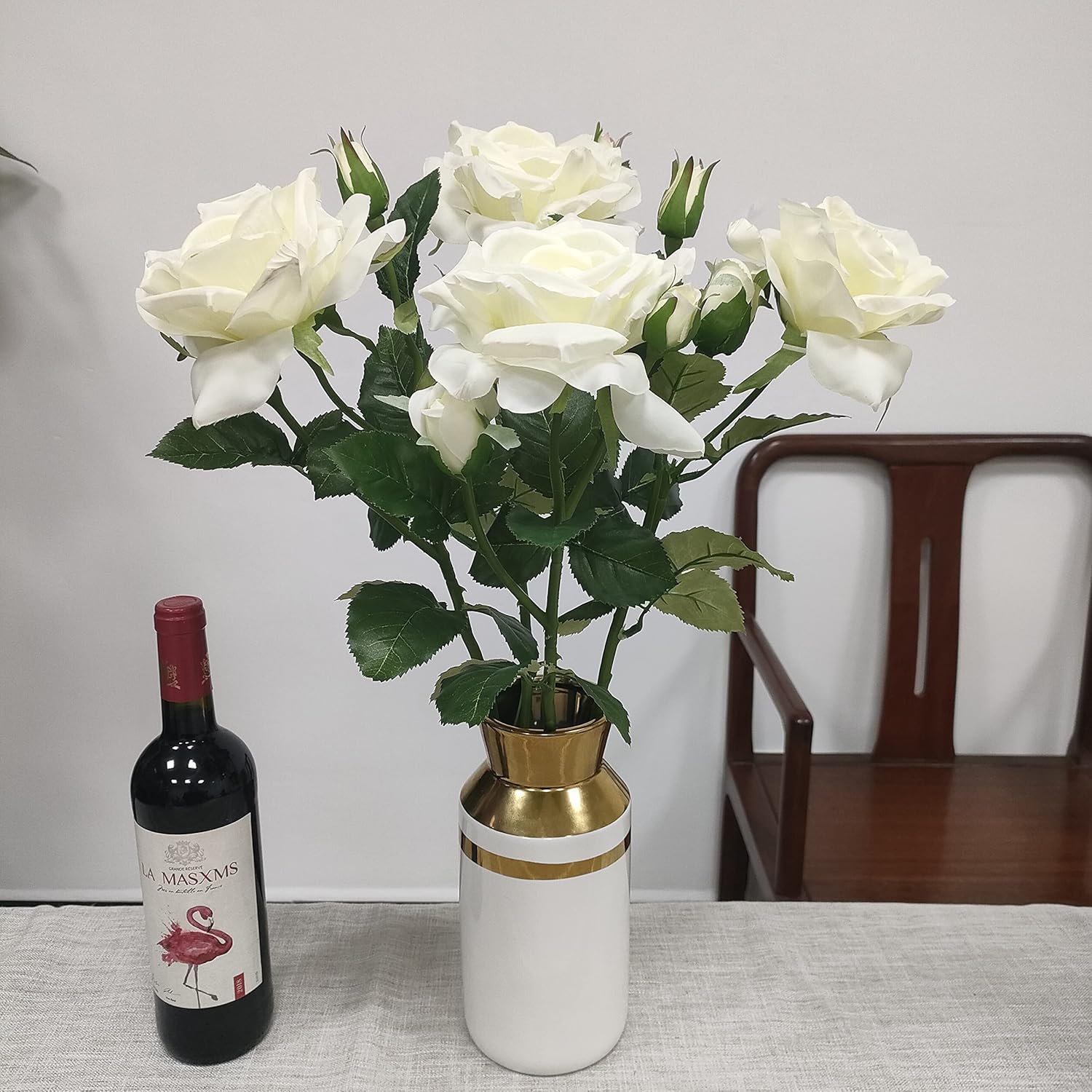 4 Pcs Silk Fake Real Touch White Rose Flowers Bulk,Artificial Roses With Stems For Wedding Arrangement Centerpieces Party Home Table Decorations