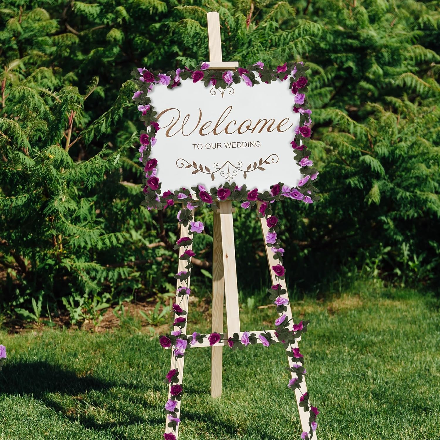 8 Pcs 65.6 Ft Flower Garland Rose Vines, Rose Garland For Decoration, Flower Vine For Room Table Birthday Wedding Party Garden Wall Decor