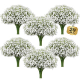 Babys Breath Artificial Flowers Bulk 20Pcs, Real Touch Faux Flower Flores Fake Babies Breath Long Stem For Tall Vase, White Bridal Bouquet, Wedding Reception Decor, Indoor Home Party Floral Decoration
