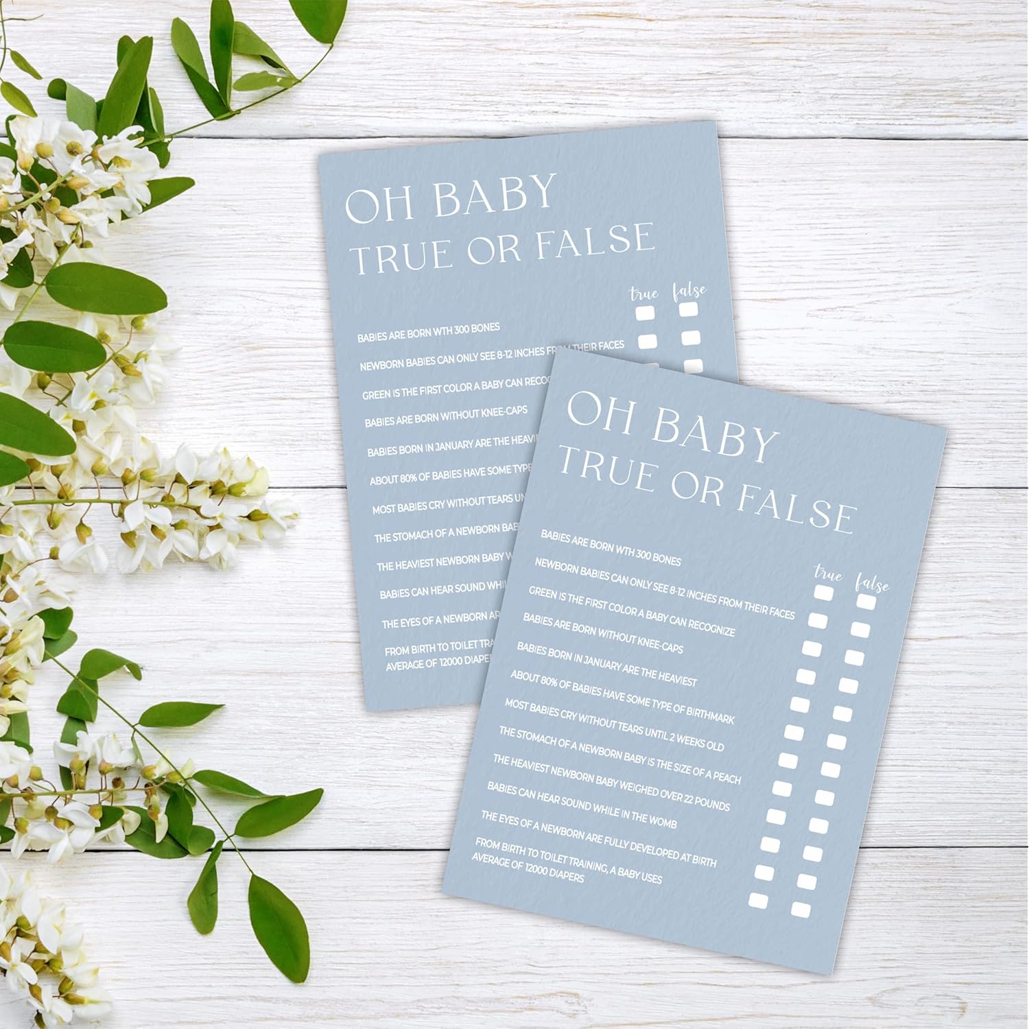 Minimalism Baby Shower Game Kits - Mist Blue - Guess Who Mommy Or Daddy - 30 Fill In Style Game Cards Each Set, Party Favor, Gender Reveal, Baby Announcement - A03