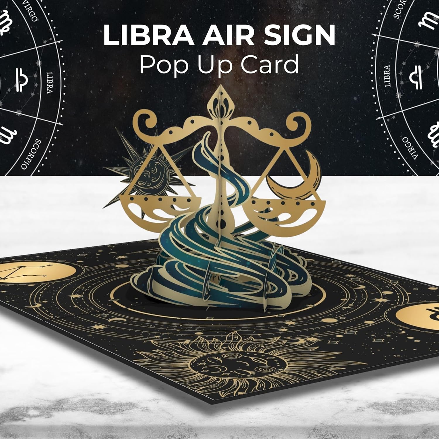 5"X7" Libra Birthday 3D Pop-Up Card – Celestial Constellation Horoscope Design – Mysterious Zodiac Gift For September 23Rd To October 22Nd Birthdays, Astrology Lovers, And Family