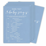 Name That Babysong Game Set - Minimalism Blue - 30 Double-Sided Fill In Style Game Cards With Answer Cards, Gender Reveal, Party Favor & Supplies - A05