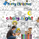 2 Pcs Christmas Coloring Posters - Jesus O Holy Night Giant Pages With 24 Color Pens - 31.4 X 43.3 Inch Xmas Huge Table Cover For Home Classroom Party Supplies Favor