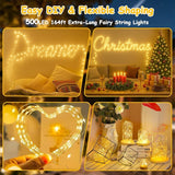 164FT Fairy Lights Plug In Warm White Twinkle String Lights with Remote Timer 12 Modes Bendable Silver Copper Wire for Indoor Outdoor Wedding Party Christmas Decor