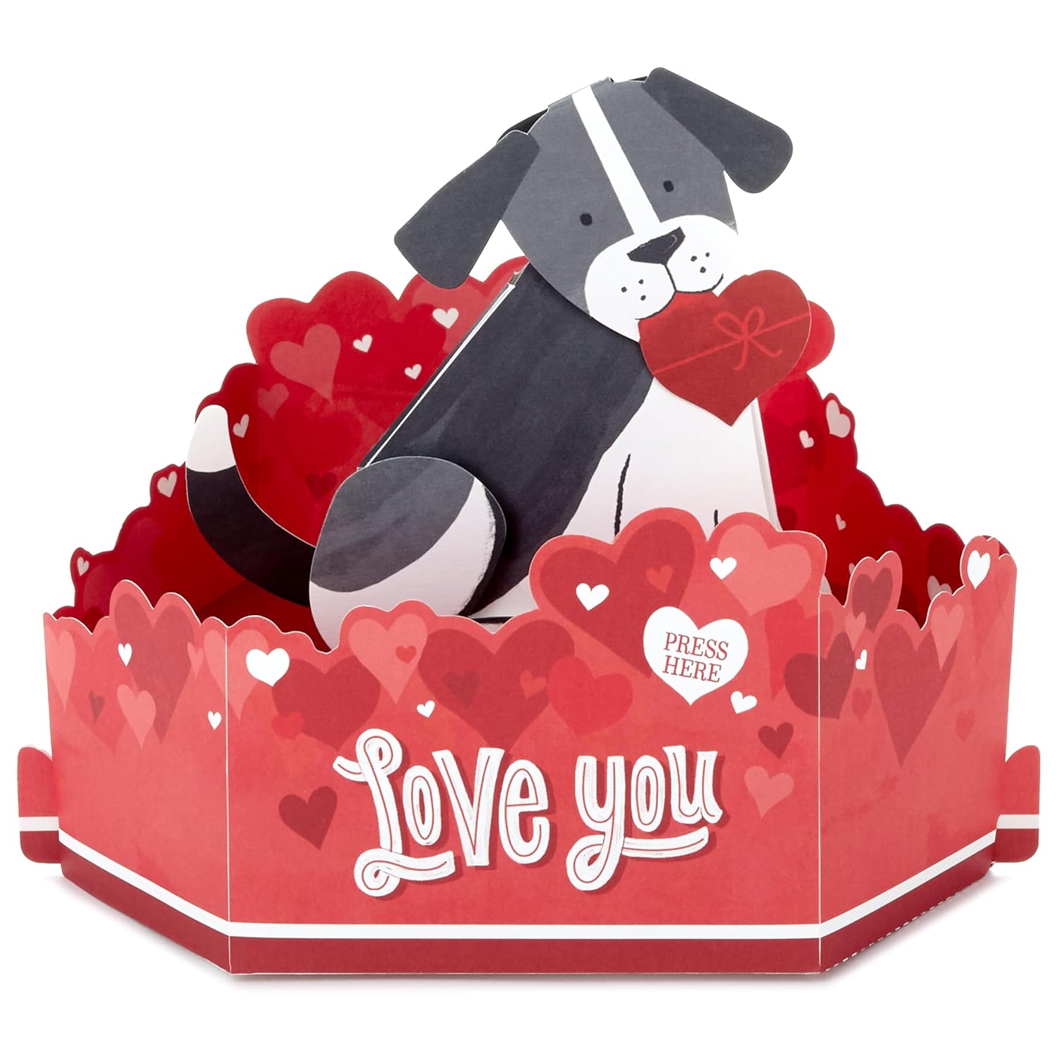 Hallmark Valentines Day Pop Up Card with Sound and Motion (Dog) Paper Wonder Card for Anniversary, Romantic Birthday, Love