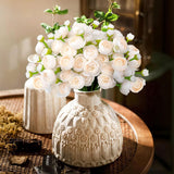 24 Pcs Ranunculus Artificial Flowers With Bows, Ribbons And Pearl Pins, Faux Silk Mini Peonies Artificial Flowers For Diy Wedding Bouquets, Bridal Shower Decorations And Home Table Decorations,Cream