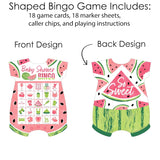 Big Dot of Happiness Sweet Watermelon - Picture Bingo Cards and Markers - Fruit Party Baby Shower Shaped Bingo Game - Set of 18