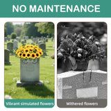 Artificial Cemetery Flowers For Grave,Headstone Flower Saddle Silk Sunflowers Grave Flowers For Cemetery Memorial For Outdoor Gravesite Decoration (Yellow)