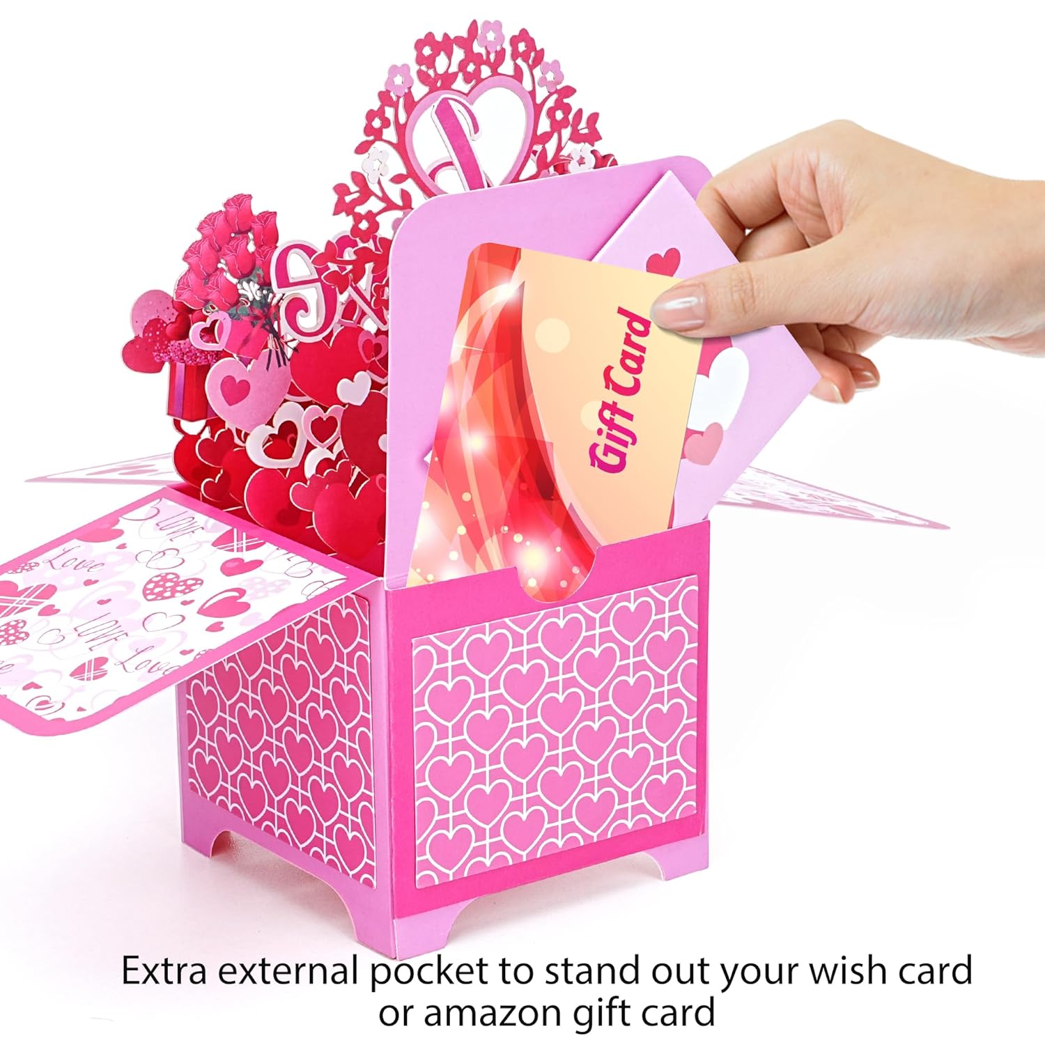 I Love You Pop Up Card, 3D Valentine’S Day Greeting Card With Roses & Balloons, Romantic Love Card For Her Or Him With Envelope & Note Card