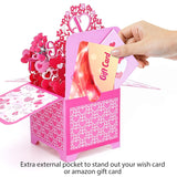 I Love You Pop Up Card, 3D Valentine’S Day Greeting Card With Roses & Balloons, Romantic Love Card For Her Or Him With Envelope & Note Card