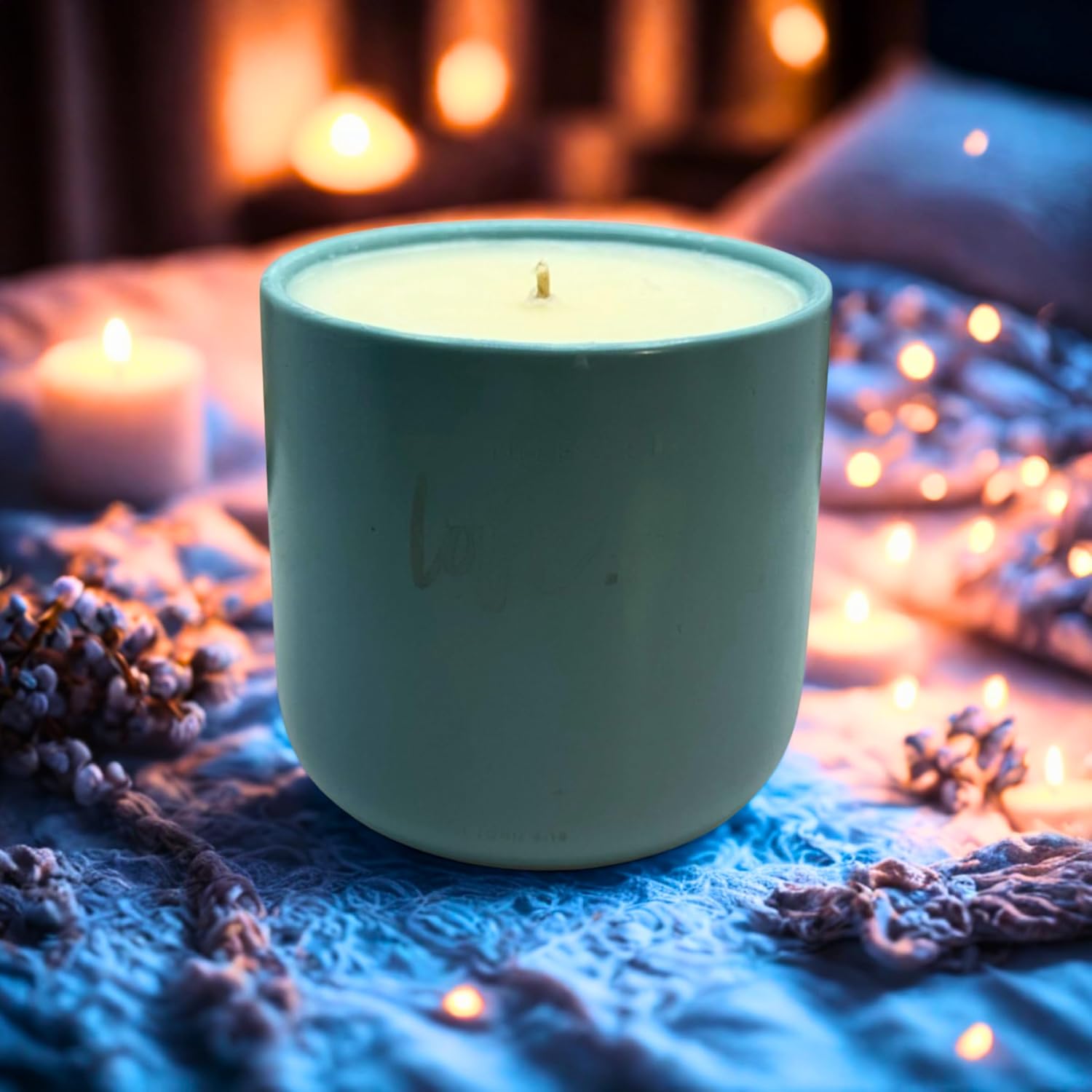 Eucalyptus & Spearmint Scented Candle – Blue Jar With Lid | Aromatherapy Candle For Stress Relief, Relaxation, Spa & Gift | Clean Fresh Long-Lasting Fragrance