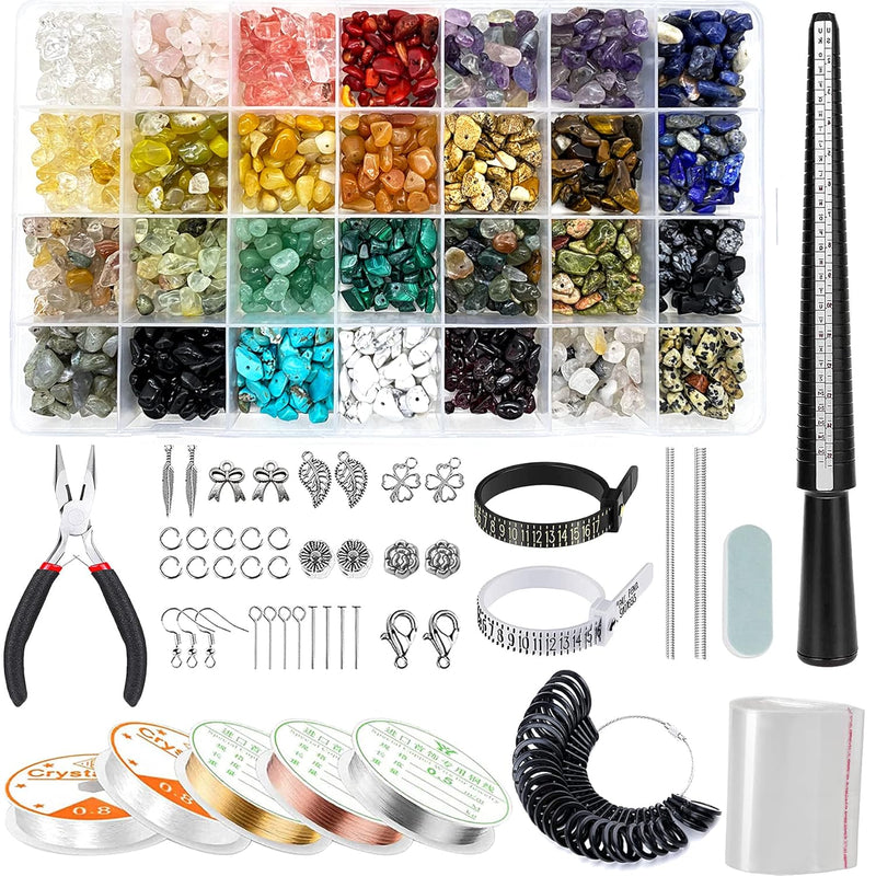 1784Pcs Jewelry Making Kit With 28 Colors Gemstone Crystal Beads, Earring Maki